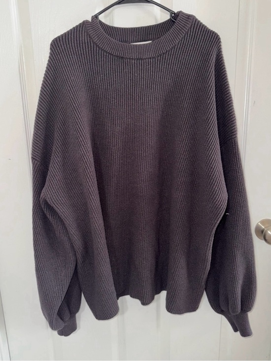 Charcoal Sweaters - Oversized Ribbed Crewneck Sweater- L/XL